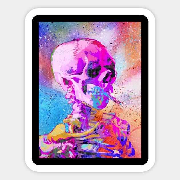 Skull Smoking Skeleton Colorful Pop Art Sticker by Pop Factory